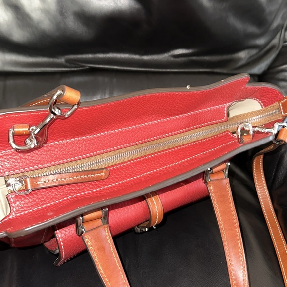 🔥🔥🔥Dooney & Bourke Red Leather Small Shopped Bag Satchel Crossbody Bag - Picture 9 of 14